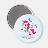 Aimant Cute rose Unicorne avec ailes Anniversaire (Recto/Verso)