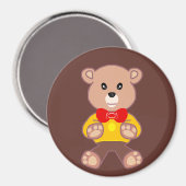 Aimant Cute rouge Bowtie Beige Teddy Ours Brown (Recto/Verso)