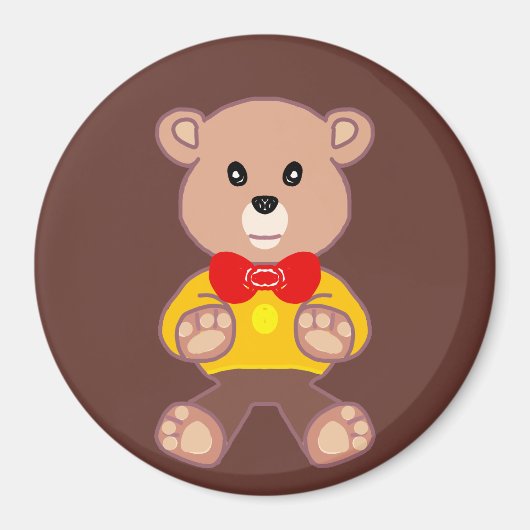 Aimant Cute rouge Bowtie Beige Teddy Ours Brown (Devant)