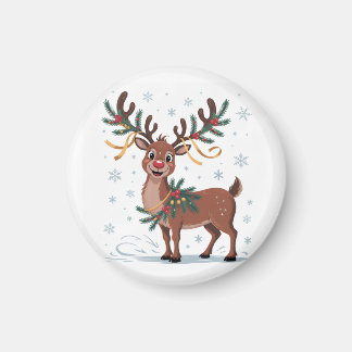 Aimant Cute Rudolph with Gold Accents
