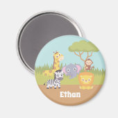 Aimant Cute Safari Animaux Lion Giraffe Zebra Monkey (Recto/Verso)