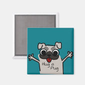 Aimant Cute serrer un Carlin Turquoise (Recto/Verso)