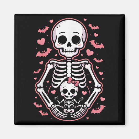 Aimant Cute Skeleton Maman Et Bébé Correspondant Hallowee (Devant)