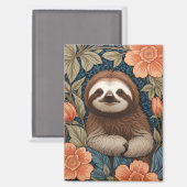 Aimant Cute Sloth Elegant Floral William Morris Inspired (Recto/Verso)