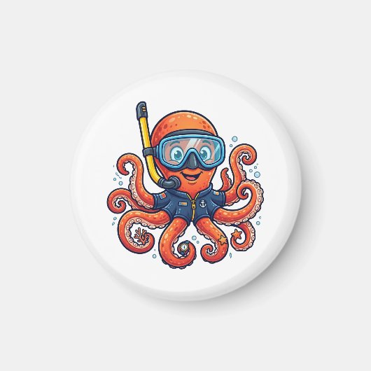 Aimant Cute Snorkeling Octopus - Ocean Explorer (Devant)