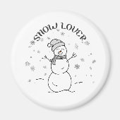 Aimant Cute Snowman with SNOW LOVER Text and Snowflakes   (Devant)