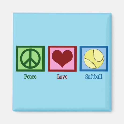 Aimant Cute Softball (Paix Amour) (Devant)