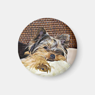 Aimant Cute Teacup Yorkie Yorkshire Terrier Art numériqu