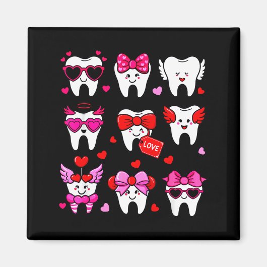 Aimant Cute Teeth Love Valentine's Day Dental  (Devant)
