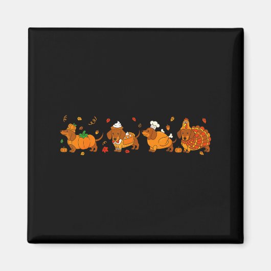 Aimant Cute Thanksgiving Dachshund Dogs Fall Gobble Prepp (Devant)