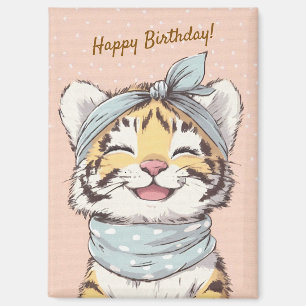 Aimant Cute Tiger with Bandana Kids Birthday Invitation