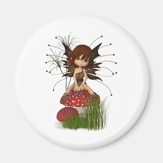 Aimant Cute Toon Fée d'automne et Toadstool (Devant)