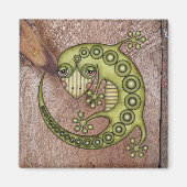 Aimant Cute Tribal Green Gecko (Devant)