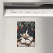 Aimant Cute Tuxedo Kitten Christmas Chat Art (In Situ (Lave-vaisselle))