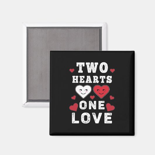 Aimant Cute Two Hearts One Love Anniversaire Saint-Valent (Recto/Verso)