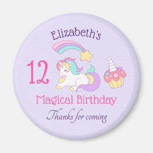 Aimant Cute Unicorn avec Colorful Shooting Star & Cupcake