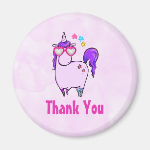 Aimant Cute Unicorn in Heart Shaped Glasses Thank You