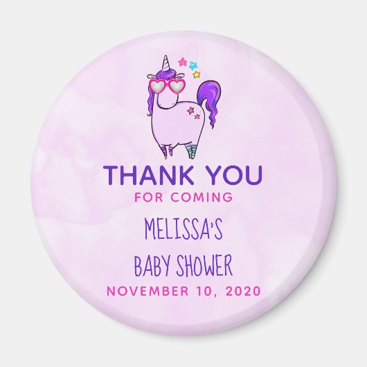 Aimant Cute Unicorne dans le Baby shower de lunettes en f (Devant)