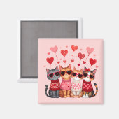 Aimant Cute Valentine Cats in Heart Sunglasses (Recto/Verso)