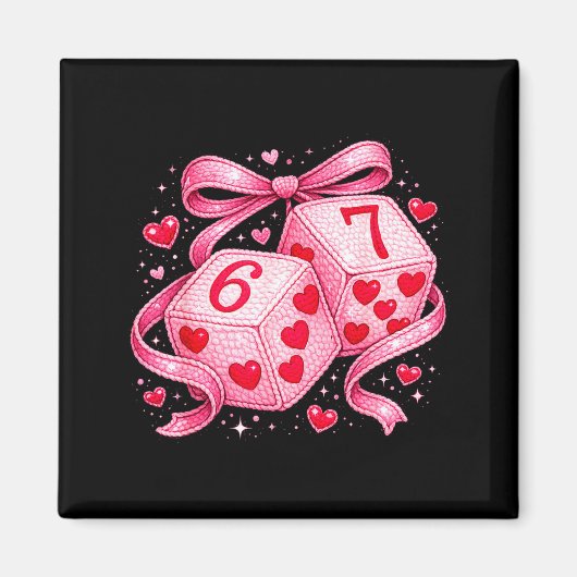 Aimant Cute Valentine Dice 6 7 Plush Hearts Nk Aesthetic (Devant)