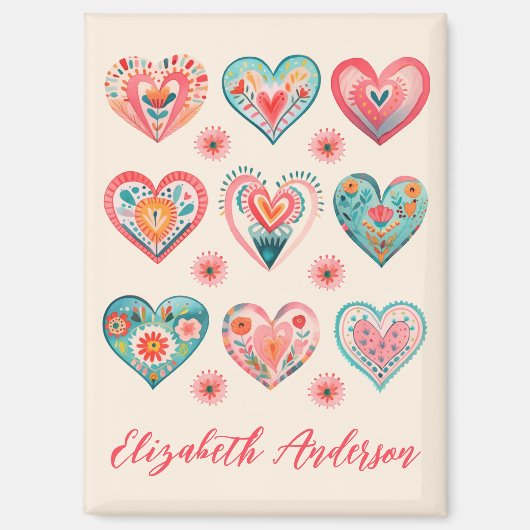Aimant Cute Valentine Heart Pattern (Recto)
