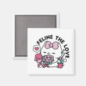 Aimant Cute Valentine's Cat Design - Feline the Love (Recto/Verso)