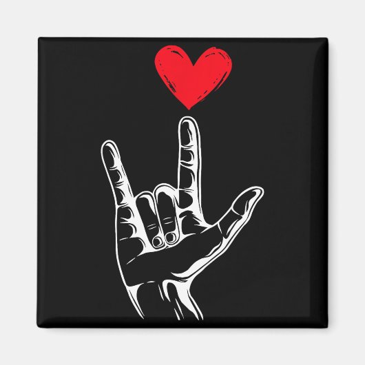 Aimant Cute Valentines Day I Love You Hand Sign Language (Devant)