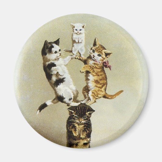 Aimant Cute Vintage Chats Victoriens Chatons Jouer, Humou (Devant)