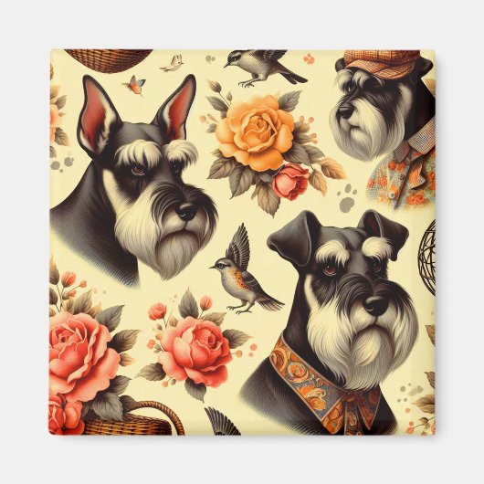 Aimant Cute Vintage Schnauzer (Devant)