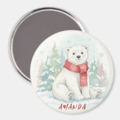 Aimant Cute watercolor Polar Bear Winter  (Recto/Verso)