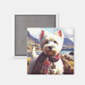 Aimant Cute West Highland Peinture de Terrier blanc (Recto/Verso)