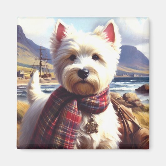 Aimant Cute West Highland Peinture de Terrier blanc (Devant)