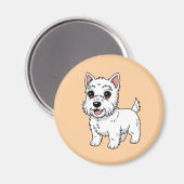 Aimant Cute West Highland White Terrier Dog Beige (Recto/Verso)