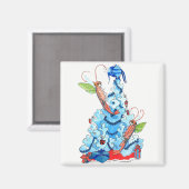 Aimant Cute Whimsical Christmas Fairy crevettes et arbre (Recto/Verso)