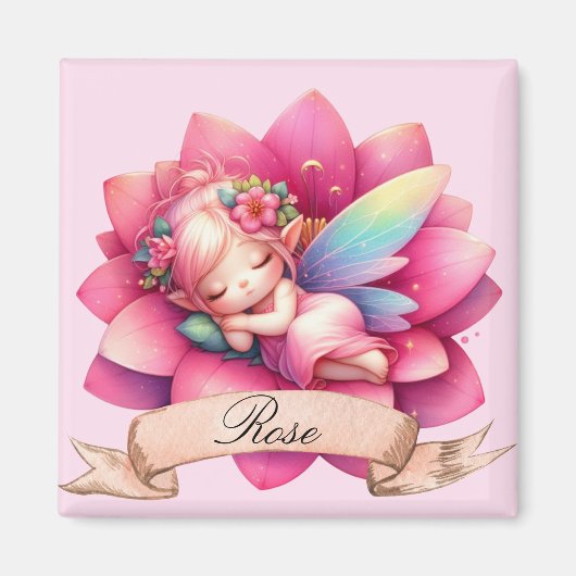 Aimant Cute Whimsical Floral Doux Rêves Dormir Fée (Devant)