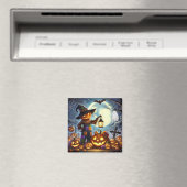 Aimant Cute, Whimsical Halloween épouvantail & citrouille (In Situ (Lave-vaisselle))