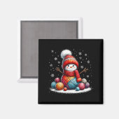 Aimant Cute Yarn Snowman Quilter Christmas Crochet Knitti (Recto/Verso)