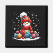 Aimant Cute Yarn Snowman Quilter Christmas Crochet Knitti (Devant)