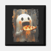 Aimant Cute Zza Ghost Eating Zza Funny Halloween Food Lov (Devant)