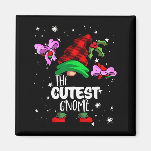 Aimant Cutest Gnome Red Buffalo Plaid Matching Family Chr (Devant)