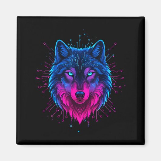 Aimant Cyber Wolf For Animal Lovers And Birthday And Birt (Devant)
