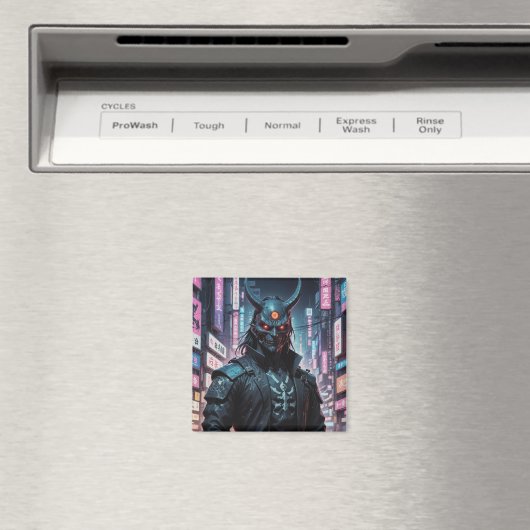 Aimant Cyberpunk Demon Samurai (In Situ (Lave-vaisselle))