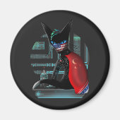 Aimant Cyberpunk Ninja Chat noir (Devant)