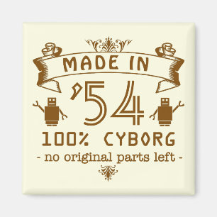 Aimant Cyborg drôle d'anniversaire avec l'année