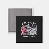 Aimant Cyclisme Amsterdam Pays-Bas Graphique (Recto/Verso)