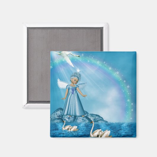 Aimant Cygnes Blanches Et Angel (Recto/Verso)