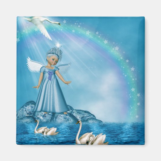 Aimant Cygnes Blanches Et Angel (Devant)