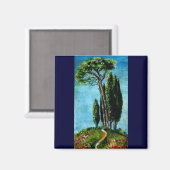 AIMANT CYPRÈS ET PINS MÉDITERRANIEN EN TOSCANE (Recto/Verso)