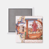Aimant 'D' initial historique représentant un apothécaire (Recto/Verso)