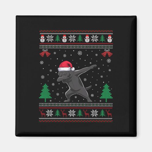 Aimant Dabbing Black Labrador Chien Santa Hat Garçons Fil (Devant)